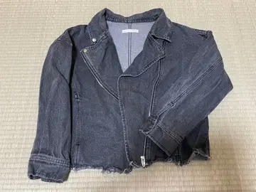 데님 라이더 자켓 컷오프 디자인 블랙