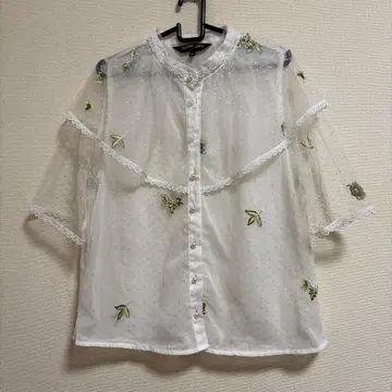 sister Jane 시스터 제인 튤 화이트 자수 블라우스 M