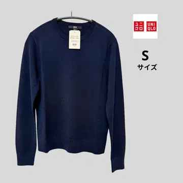 유니클로 메리노울 얇은 소재 니트 네이비 S 새상품