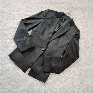 UNTITLED 블랙 테일러드 자켓 코튼 스트레치 광택감