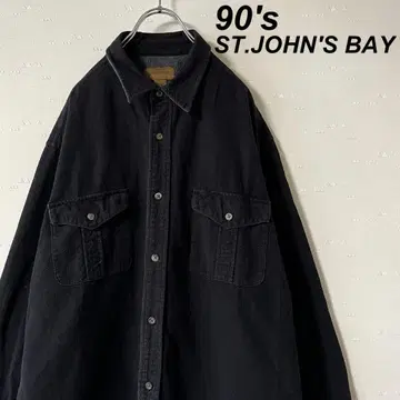 구제 의류 90's 세인트 존스 베이 블랙 무지 플란넬 셔츠