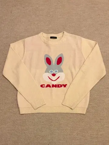 Candy Stripper 니트 스웨터 긴팔 토끼 자수