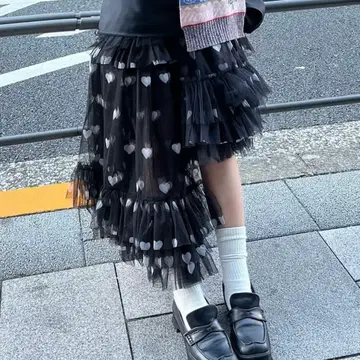 VIVIANO 비대칭 하트 샤샤 스커트