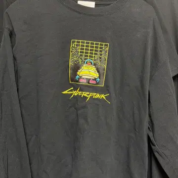 사이버 펑크 그래픽 긴팔 T셔츠 블랙 롱티 볼트룸