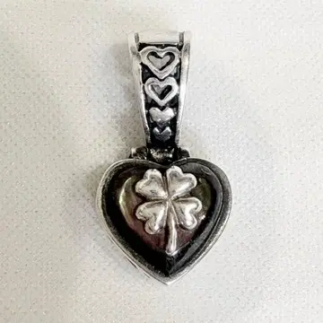 [ 925 각인 ] 하트형 실버 펜던트 네잎클로버 리버서블