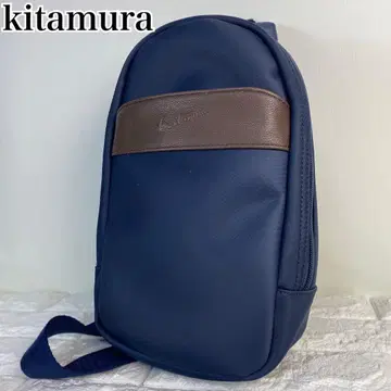 [ 새상품급/현행 모델 ] 키타무라 바디백 나일론 x 가죽 네이비 로고