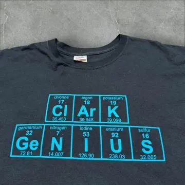 메시지 화학 원소 기호 T셔츠 GENIUS 천재 블랙 XXL 긱