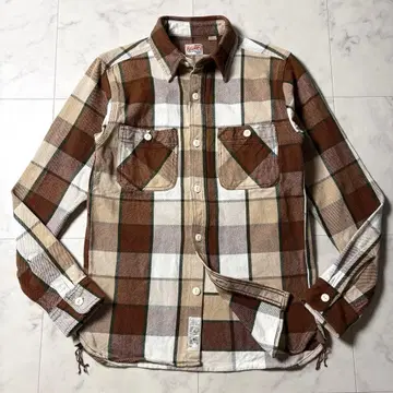 HOUSTON 블록 체크 비에라 셔츠 플란넬 긴팔 M