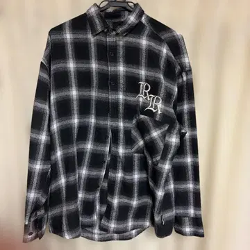 플란넬 셔츠 블랙 화이트 M 사이즈