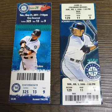 시애틀 마리너스 경기 티켓 이치로 디자인 2종 세트