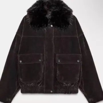 ZARA 인조 모피 라펠 오버 사이즈 봄버 자켓