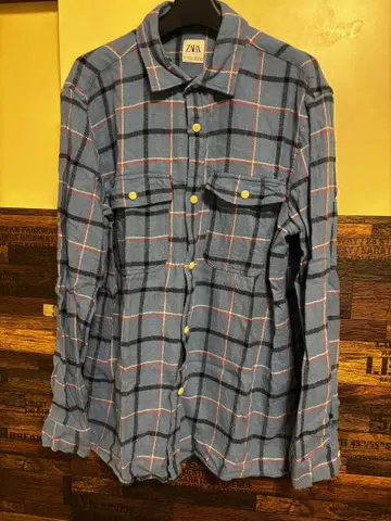 ZARA 블루 계열 체크 긴팔 셔츠 플란넬 셔츠