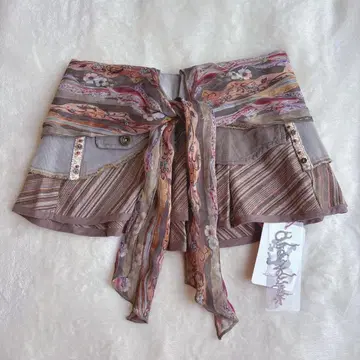 OPEN AESTHETIC 레이어드 패치워크 미니 스커트