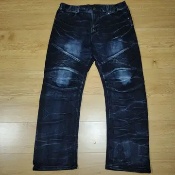 다크 블루 패치워크 데님 팬츠 3L