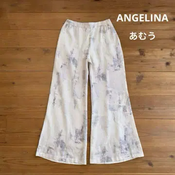 아무 ANGELINA 수채화풍 뉘앙스 프린트 와이드 팬츠 사이즈 38