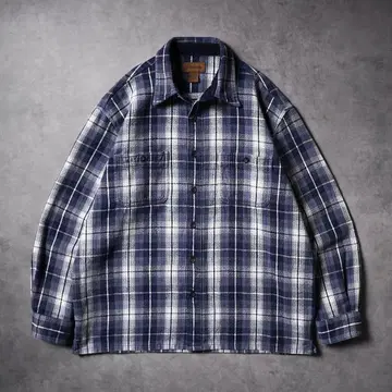 ST. JOHN'S BAY 옴브레 헤비 플란넬 셔츠 네이비 x 블루