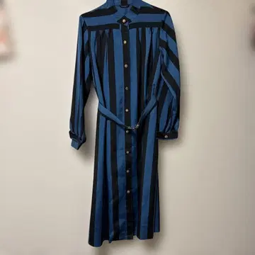 레트로 스트라이프 롱 원피스 벨트 포함