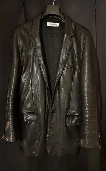 3 루드 갤러리 SMUG 가죽 테일러드 자켓 블랙 천연 가죽