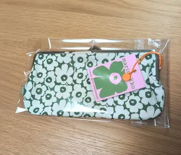 마리메꼬 가마구치 파우치 우니코 60주년 그린 피크 리넨