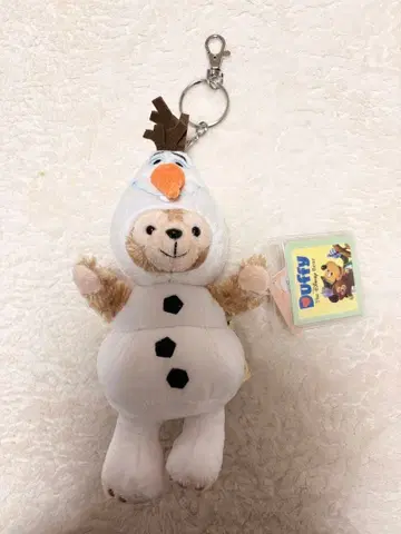 홍콩 디즈니 한정판 더피 올라프 봉제 인형 키체인 미사용 택 포함