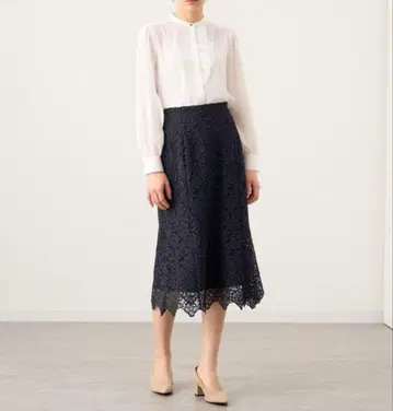 택 포함 새상품 ANAYI 아네모네 레이스 머메이드 스커트 36 네이비