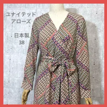 유나이티드 애로우즈 일본제 38 기하학 패턴 카슈쿨 원피스 긴팔