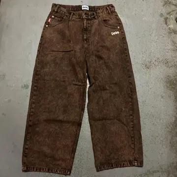 9090 브라운 데님 와이드 팬츠 벌룬 실루엣 Y2K 남녀 공용 브라운