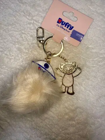 홍콩 디즈니 한정판 더피 퍼 키링 미사용 택 포함 참 포함