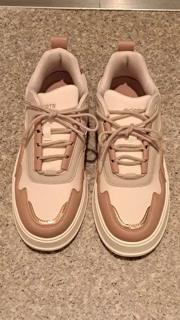 배색 코트 밑창 스니커즈 OT3756 통굽 스니커즈 베이지 화이트