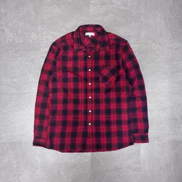 00's 빈티지 체크 셔츠 플란넬 셔츠 레드 아메카지 구제 의류