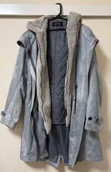 TORNADO MART 그레이 더플 코트 후드 부착 size 38