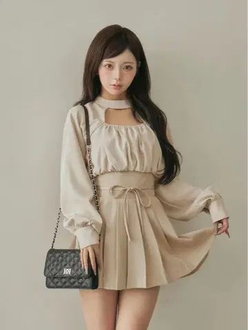 darich 도킹 코르셋 플리츠 미니 원피스