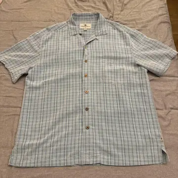 90's Island Shores 체크 무늬 레이온 셔츠 L