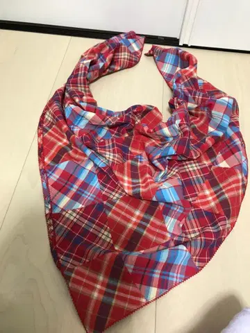 귀중 미사용 원더풀 월드 패치워크 체크 스톨 빨간 계열