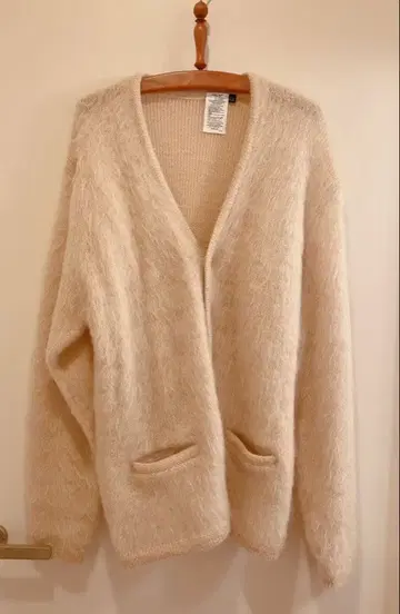 SHAGGY MAN 빈티지풍 샤기 모헤어 크림 가디건