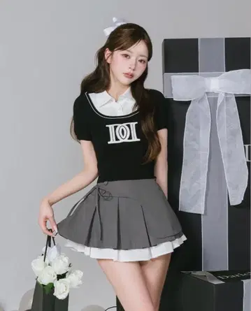 darich DD 로고 레이어드 니트탑