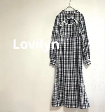 라비린 Lovilyn 컷 아웃 리본 원피스 체크 여성용 M