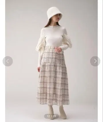 스나이델 시어 체크 볼륨 스커트 그레이 사이즈 0