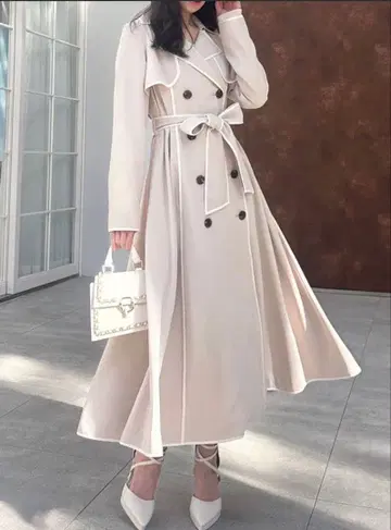 [ RESEXXY ] 파이핑 디자인 롱 코트 트렌치코트