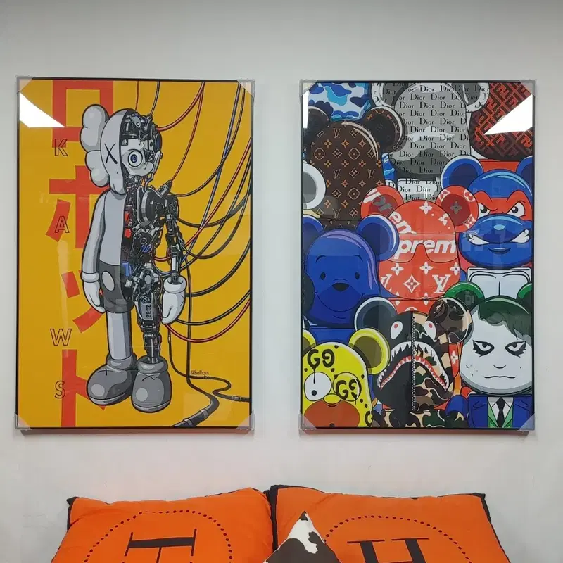 그림 액자 팝아트 인테리어소품 카우스 조커 곰 캐릭터 그림액자 세트 거실