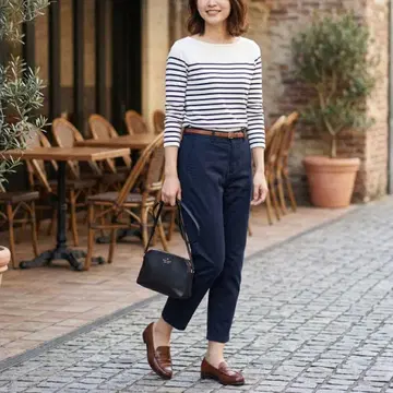 H294*엠에이치엘 치노 팬츠 네이비 2 M 면 100% 버튼 플라이