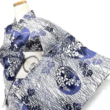 유카타 면명주 기장 168 화장 68 초롱꽃 쑥 띠풀 기모노 042b p