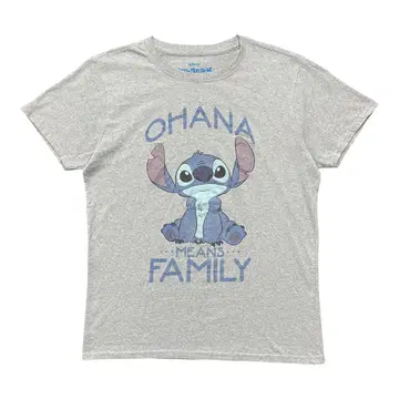 USA 구제 의류 디즈니 릴로 & 스티치 크루넥 티셔츠 프린트