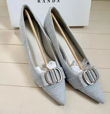 RANDA 비쥬 메탈 부품 스틸레토 펌프스 그레이 25.5cm