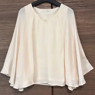 자유구 멋진 쉬폰 블라우스 베이지