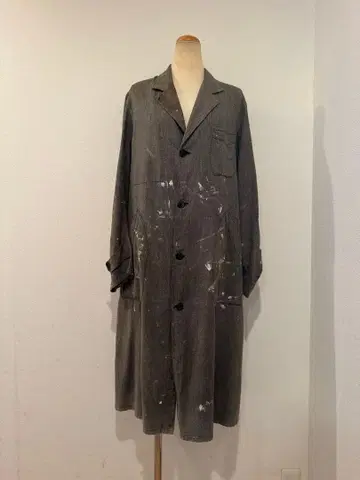 50s~60s 블랙 샴브레이 프렌치 워크 코트 빈티지