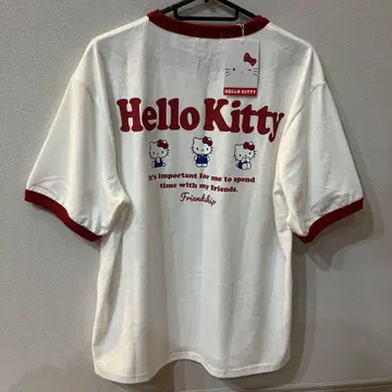 키티 반팔 링거 T셔츠 화이트 레드 L 사이즈
