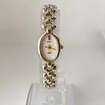 작동 SEIKO 벨피나 손목시계 오벌 콤비 컬러 보석
