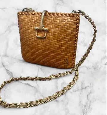 이탈리아제 체인 숄더백 빈티지풍 바스켓백 골드 금장 장식