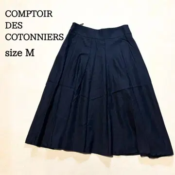 콩트와르 데코토니에 플레어 스커트 네이비 M 종아리 기장 새상품급